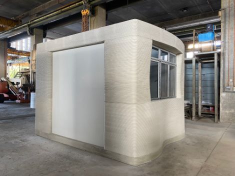A part of a house, made with 3D concrete printing.