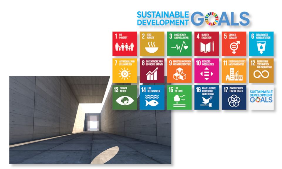 Een collage van 2 afbeeldingen. De SDG's zijn te lezen en een foto van een tunnel.