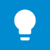 Icon of a white lamp on a blue background.