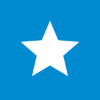 Wit icoon van ster met een blauwe achtergrond.